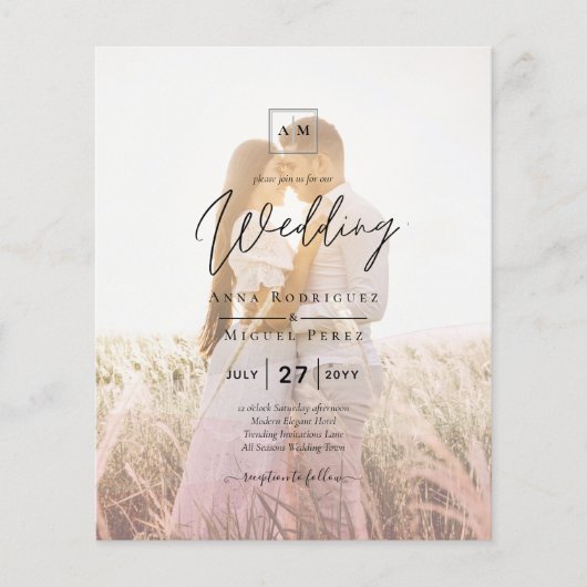 All-in-1 roze ombre Photo Overlay Wedding QR Code Flyer (Voorkant)