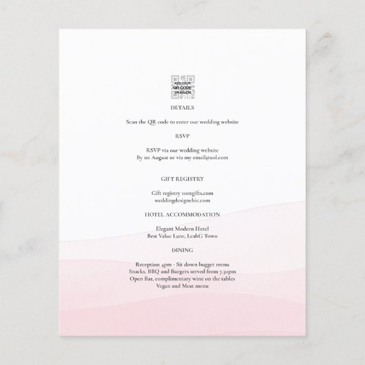 All-in-1 roze ombre Photo Overlay Wedding QR Code Flyer (Achterkant)