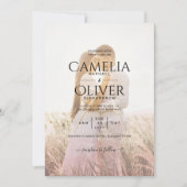 All-in-1 roze ombre Photo Overlay Wedding QR Code Kaart (Voorkant)