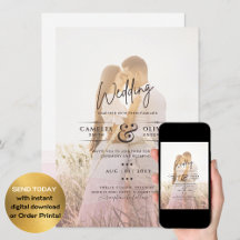 All-in-1 roze ombre Photo Overlay Wedding QR Code