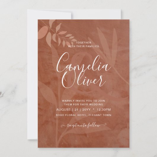 All-in-1 Rustic Terracotta Overlay Wedding Kaart (Voorkant)
