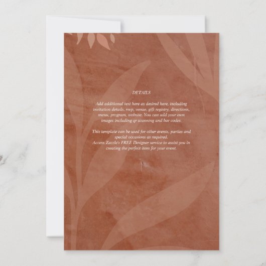 All-in-1 Rustic Terracotta Overlay Wedding Kaart (Achterkant)