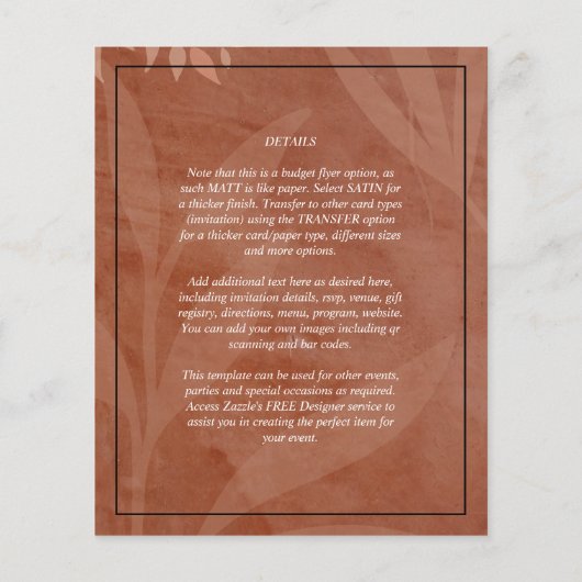 All-in-1 Rustic Terracotta PHOTO Overlay Wedding Flyer (Achterkant)