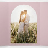 All-in-1 Stof Roze Huwelijk RSVP Programma FOTO (Binnenkant midden)