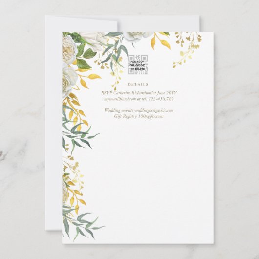 All-in-1 Wit Goud Groene Catholic Trouwkaart Kaart (Achterkant)