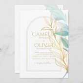 All-in-1 Zee Glas Aqua Groen Gouden Bladeren Bruil Kaart (Voorkant / Achterkant)