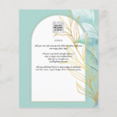 All-in-1 Zee Glass Aqua Green Gold Leaves Wedding Flyer (Achterkant)