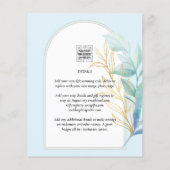 All-in-1 Zee Glass Aqua Green Gold Leaves Wedding Flyer (Achterkant)