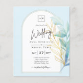 All-in-1 Zee Glass Aqua Green Gold Leaves Wedding Flyer (Voorkant)