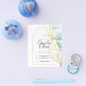 All-in-1 Zee Glass Aqua Green Gold Leaves Wedding Flyer (Enkel)