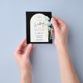 All-in-1 Zee Glass Aqua Green Gold Leaves Wedding Flyer (Hand)