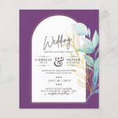 All-in-1 Zee Glass Aqua Green Gold Leaves Wedding Flyer (Voorkant)