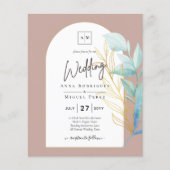 All-in-1 Zee Glass Aqua Green Gold Leaves Wedding Flyer (Voorkant)