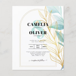 All-in-1 Zee Glass Aqua Green Gold Leaves Wedding Flyer