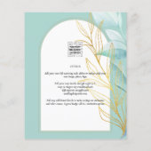 All-in-1 Zee Glass Aqua Green Gold Leaves Wedding Flyer (Achterkant)
