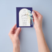 All-in-1 Zee Glass Aqua Green Gold Leaves Wedding Flyer (Hand)