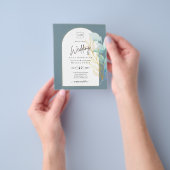 All-in-1 Zee Glass Aqua Green Gold Leaves Wedding Flyer (Hand)