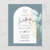 All-in-1 Zee Glass Aqua Green Gold Leaves Wedding Flyer (Voorkant)