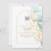 All-in-1 Zee Glass Aqua Green Gold Leaves Wedding Kaart (Achterkant)