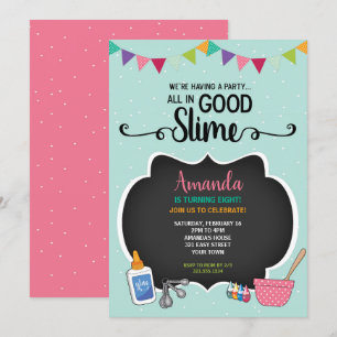 All in Good Slime Birthday Party Invitation Kaart