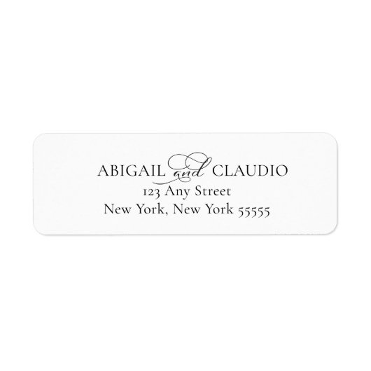 All-In-On Simple Classic Black & White Wedding Etiket (Voorkant)