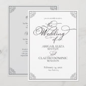 All-In-On Simple Classic Black & White Wedding Kaart (Voorkant / Achterkant)