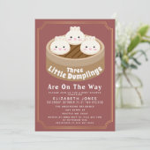 All In Once Little Dumpling Triplets Baby Shower Kaart (Staand voorkant)