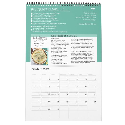 All-in-One Agenda Planner & Food Journal Kalender (Mar 2026)