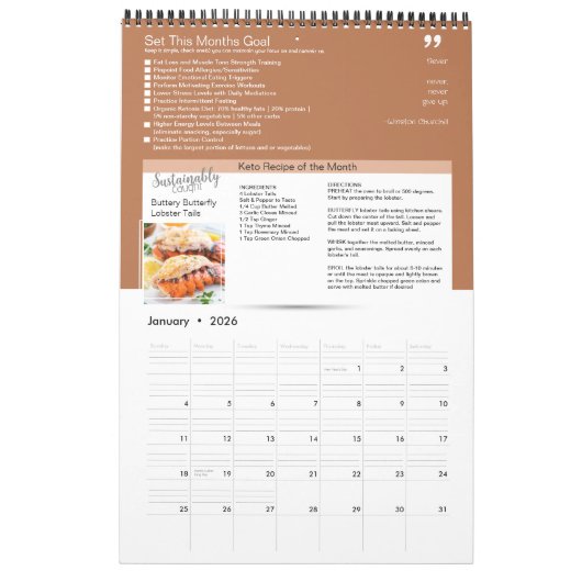 All-in-One Agenda Planner & Food Journal Kalender (Jan 2026)