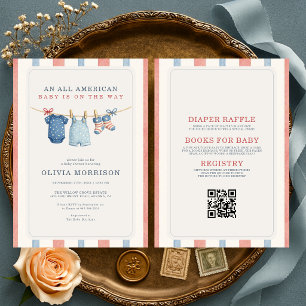 All in One All American Patriottische Baby Shower Kaart