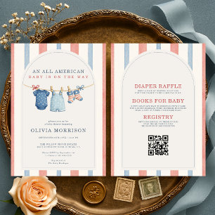All in One All American Strepen Babyfeestje Kaart