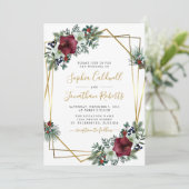 All-in-One Amaryllis Pine Gold Winter Weduwen Kaart (Staand voorkant)