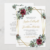 All-in-One Amaryllis Pine Gold Winter Weduwen Kaart (Voorkant / Achterkant)