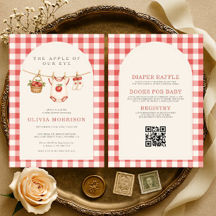All in One Apple of Our Eye Gingham Baby Shower Kaart