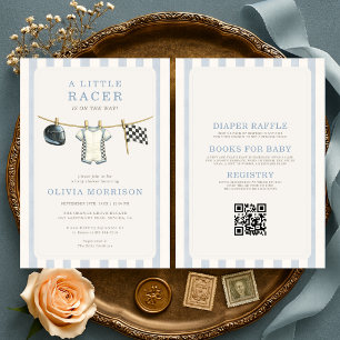 All-in-One Auto Racing Strepen Baby Shower Kaart