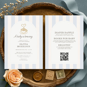 All in One Baby Boy is Brewing Coffee Baby Shower Kaart