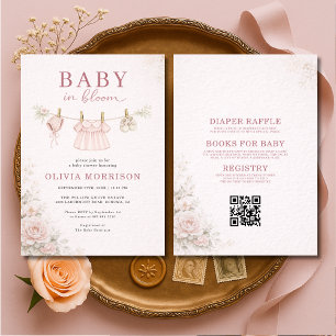 All in One Baby in Bloom Clothesline Baby Shower Kaart