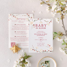 All in One Baby in Bloom QR Code Douche Uitnodigin Kaart