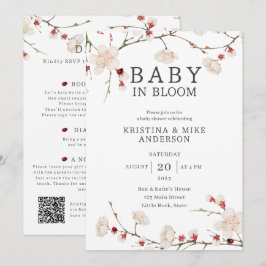 All in One Baby in Bloom QR Code Douche Uitnodigin Kaart