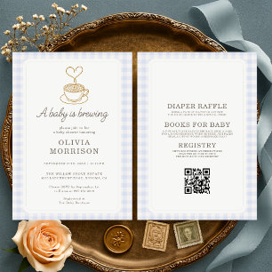 All in One Baby is Brewing Boy Coffee Baby Shower Kaart