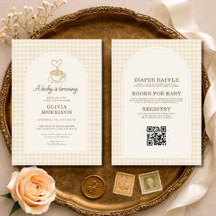 All in One Baby is Brewing Coffee Baby Shower Kaart