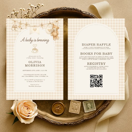 All in One Baby is Brewing Coffee Baby Shower Kaart