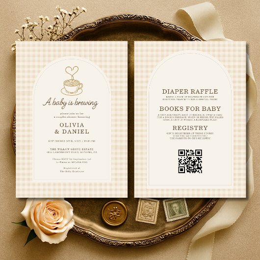 All in One Baby is Brewing Coffee Couples Shower Kaart