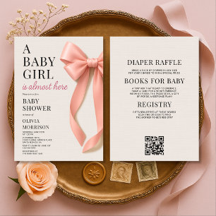 All in One Baby Meisje Roze Strik Baby Shower Kaart