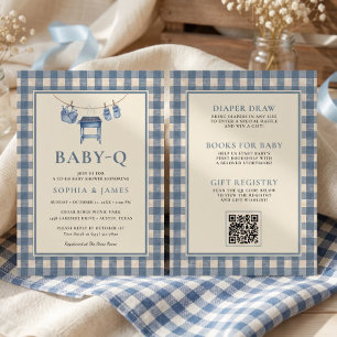 All In One Baby Q Blauwe Gingham Grill Waslijn Kaart