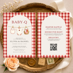 All in One Baby Q Gingham Kleertjeslijn Baby Showe Kaart