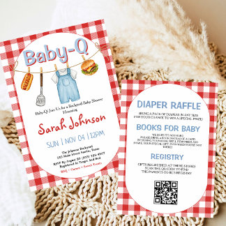 All-in-One Baby-Q Rode Gingham Baby Shower Kaart