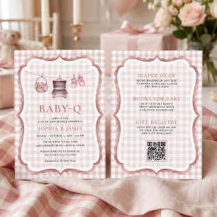 All In One Baby Q Roze Gingham Slobbetjes Kaart