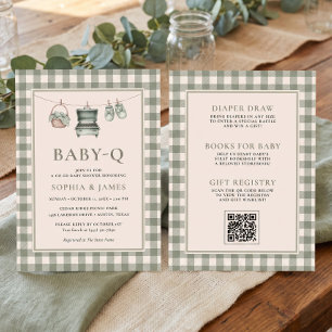 All In One Baby Q Sage Gingham Clothesline Grill Kaart