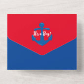 All-in-One baby shower jongen nautisch uitnodiging (Achterkant)